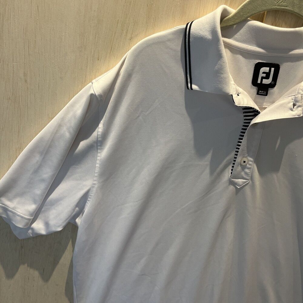 Footjoy FJ Golf polo Stretch White Black Polo Shirt top Men's sz XL - Picture 3 of 7